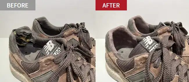 ニューバランス スニーカー かかとに穴が空いた！？（かかとの穴の革